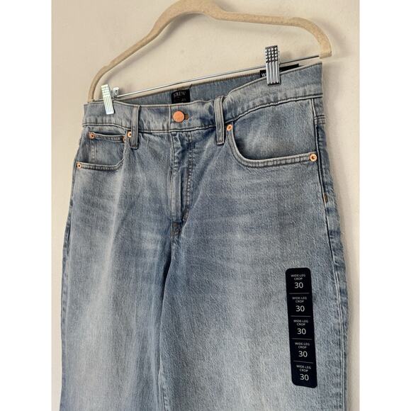 NWD J. Crew Wide Leg Cropped Jeans All Day Stretch Spring Storm Blue Size 30 - Picture 5 of 10
